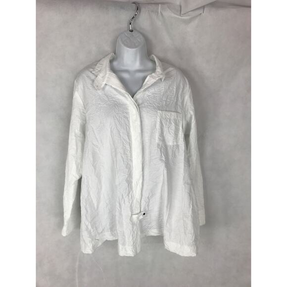 Spirithouse Crinkle Ranger Shirt Button Swing Top M White Lighweight Lagenlook - Picture 1 of 15